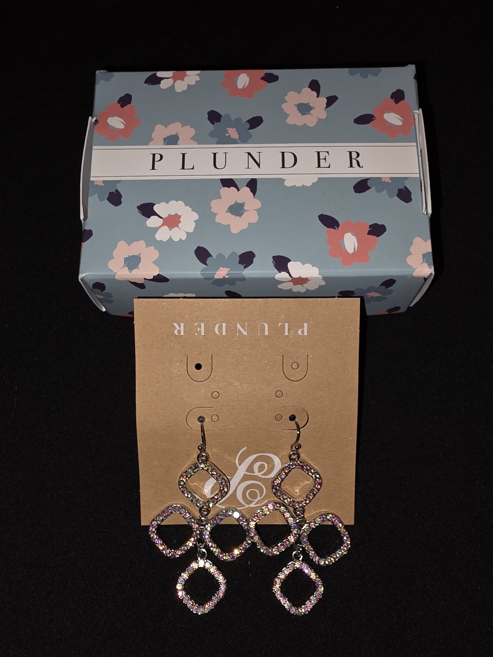 Plunder Pink and Gold Crystal Multi-Drop Earrings